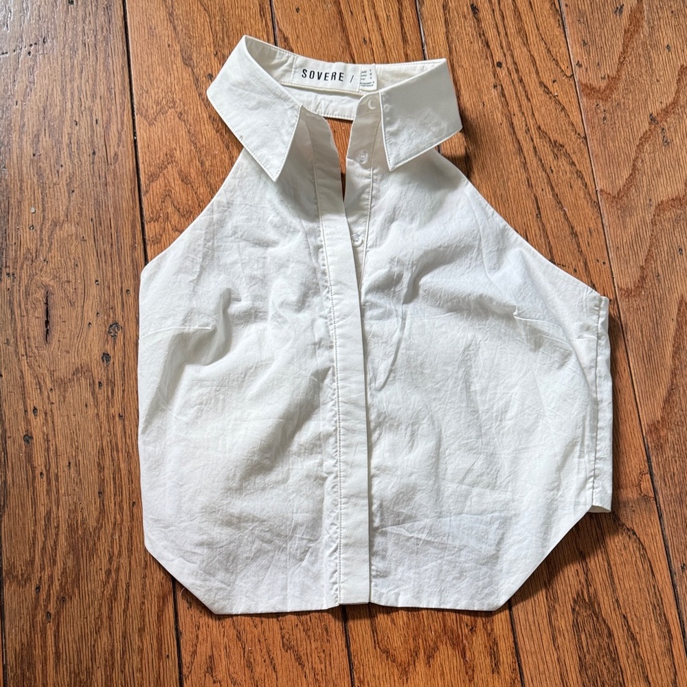 NWOT Elegant White Halter Collar Button Down Shirt from Revolve